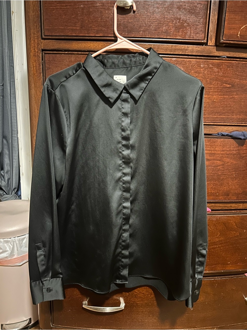 a new day Black Satin Collared Blouse